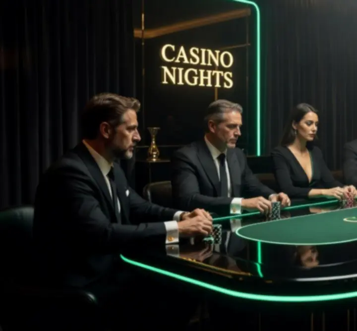 Emeráldzöld és arany hangulatvilágítás poker esten
